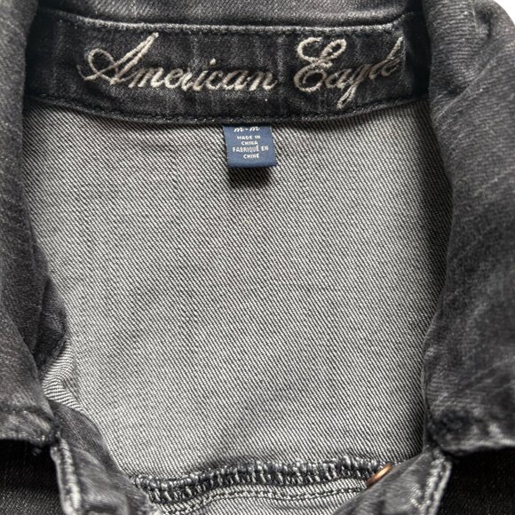 AE Distressed Stretch Black Denim Jacket for Fall Size M - Picture 11 of 11